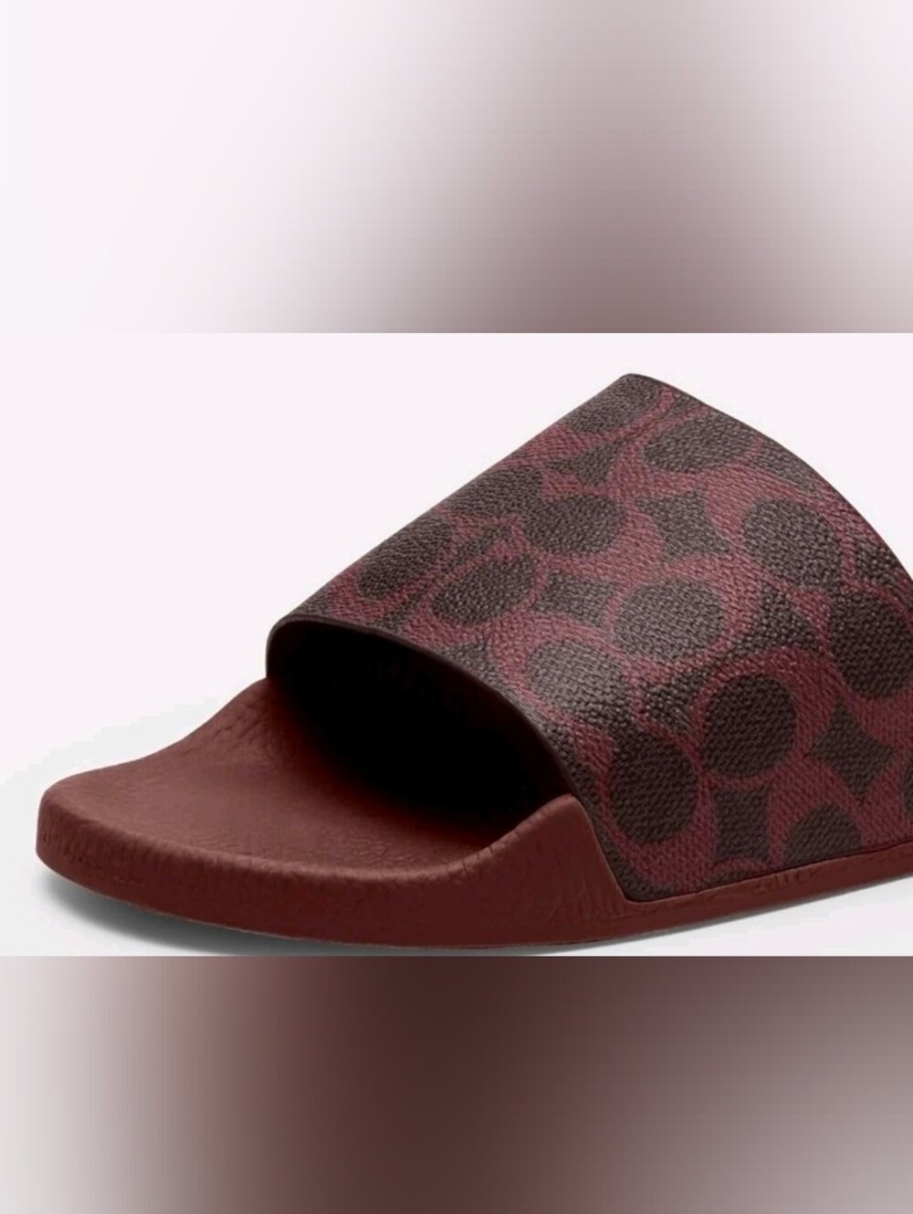 NWT- NIB Coach Udele Women Maroon Slide Sandal with Signature Pattern (No Box) - Picture 2 of 7